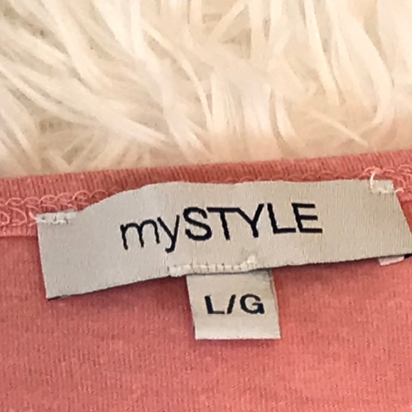 My Style Women’s Pink V-Neck Short Sleeve T-Shirt - Picture 2 of 6